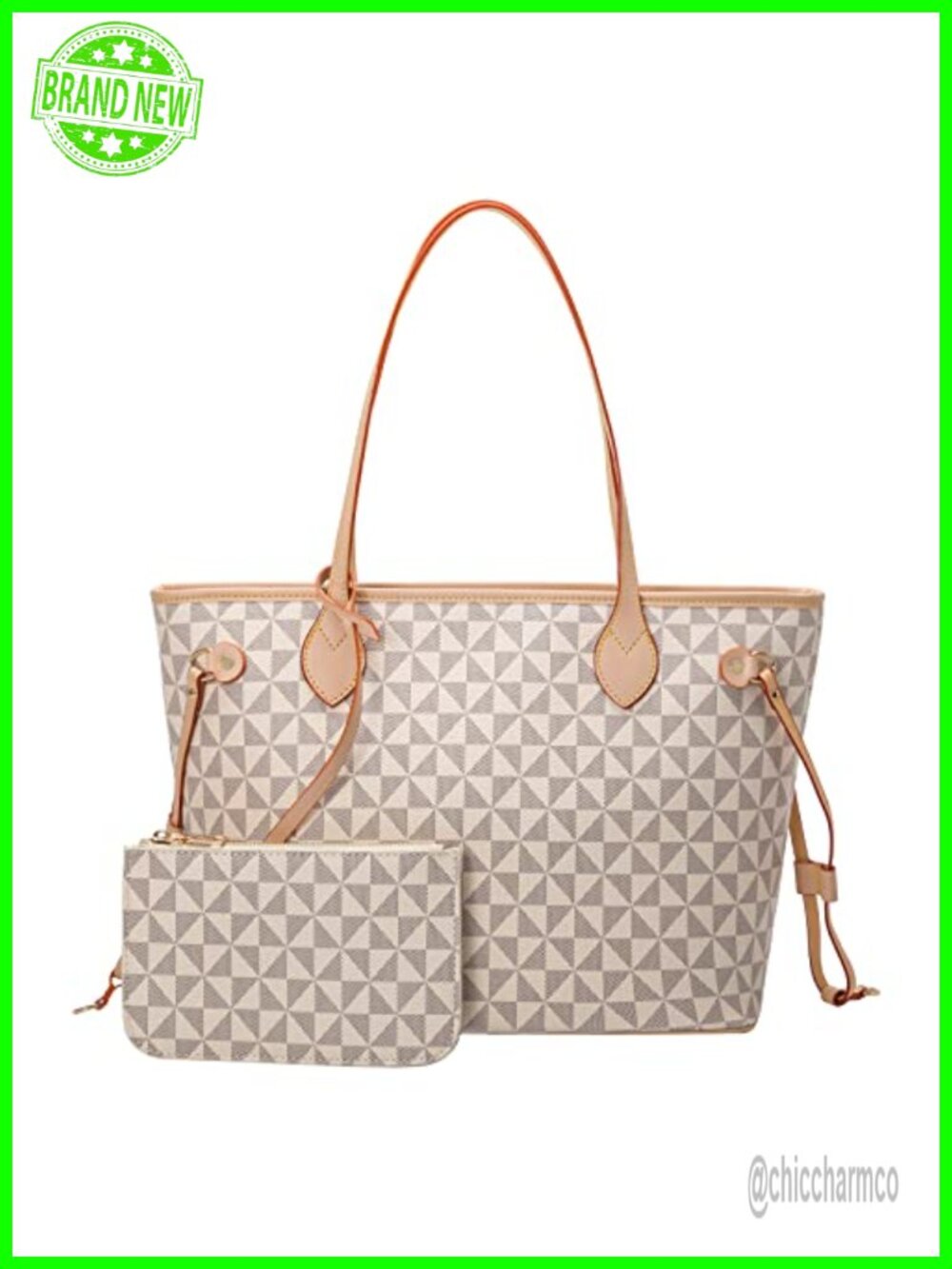 Women's Designer Satchel Shoulder Bag Set with Small Wallet Top Handle